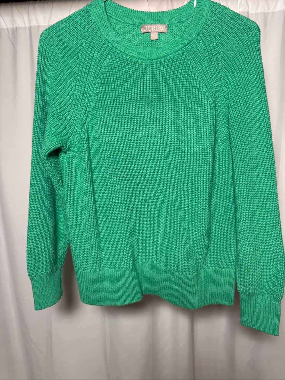 J Crew Sweater Womens Medium Green Heavy Cable Knit Pullover Fisherman